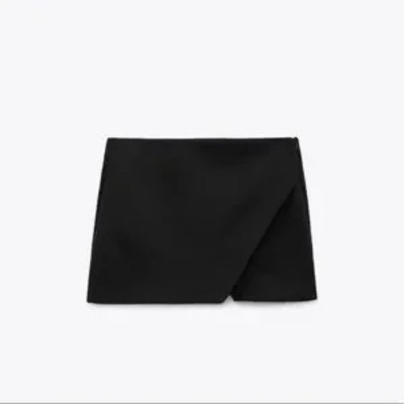 Zara Black Asymmetric Skort High Waist Side Zipper Size XS - Picture 10 of 16